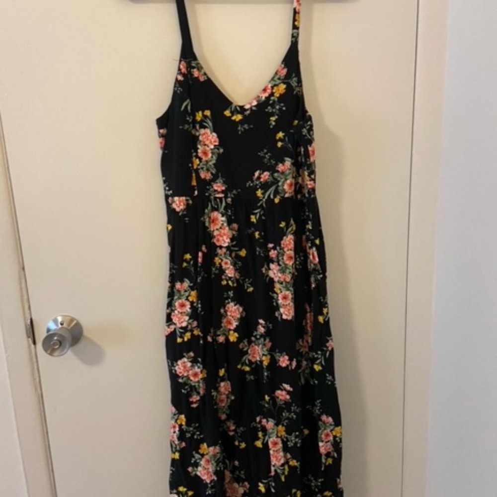 Women's Old Navy Cami Dress, black with flower pattern, size M